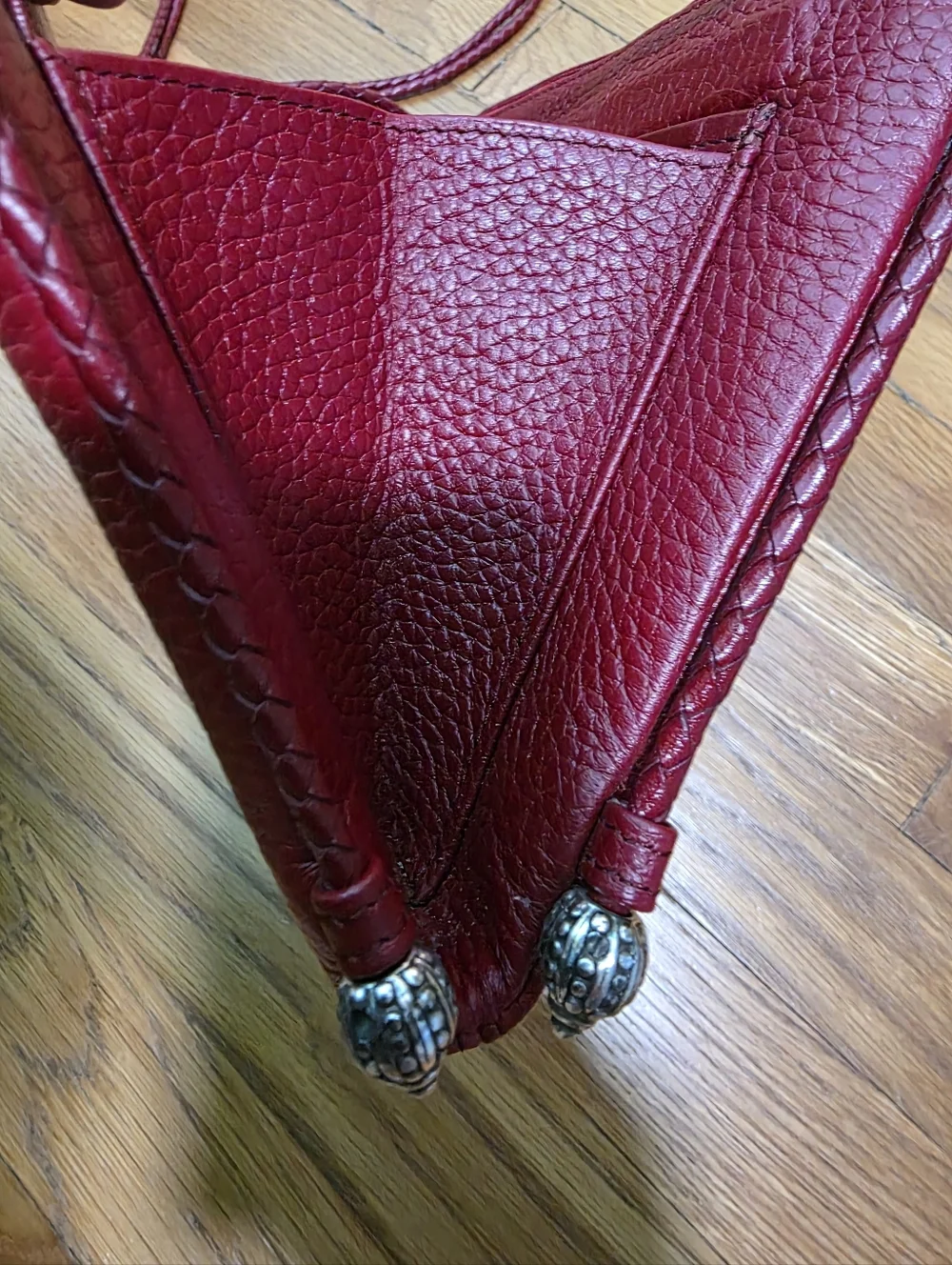Brighton Red Leather Heart-Embellished Crossbody Bag
